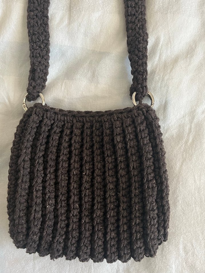 Kahverengi Örgü Kadın Çanta - Görsel 2