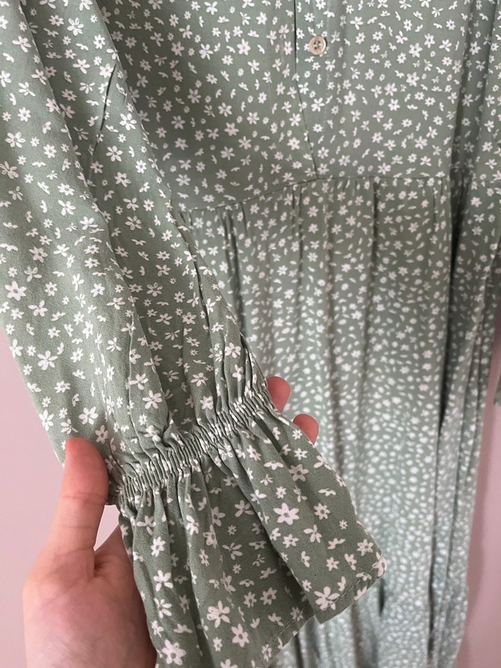 DeFacto soft yeşil çiçekli elbise - Görsel 4