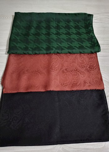 Kadın Saten Şal Seti - Kahverengi, Gri, Bej - Görsel 3