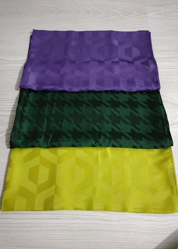 Kadın Saten Şal Seti - Kahverengi, Gri, Bej - Görsel 4