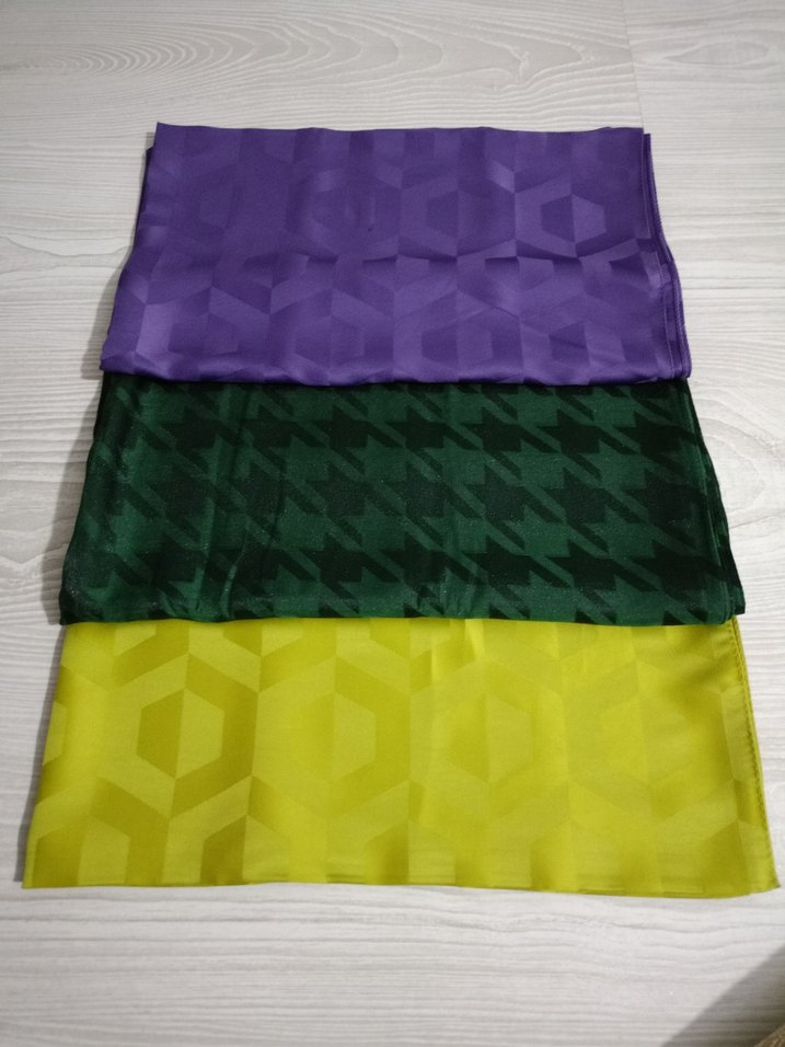 Kadın Saten Şal Seti - Kahverengi, Gri, Bej - Görsel 4