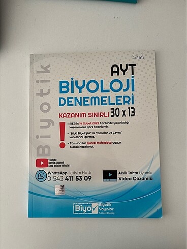 BİYOTİK AYT BİYOLOJİ DENEME