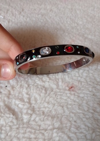 çelik renkli taşlı kelepçe - Görsel 2