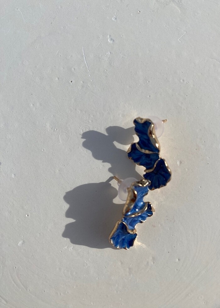 SUAVEY Mavi Yapraklı Küpe - Görsel 2