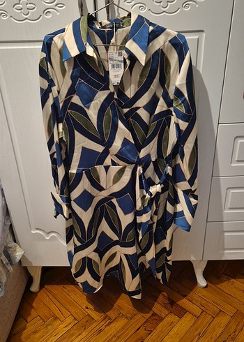 Mavi Batik Desenli elbise - Görsel 2