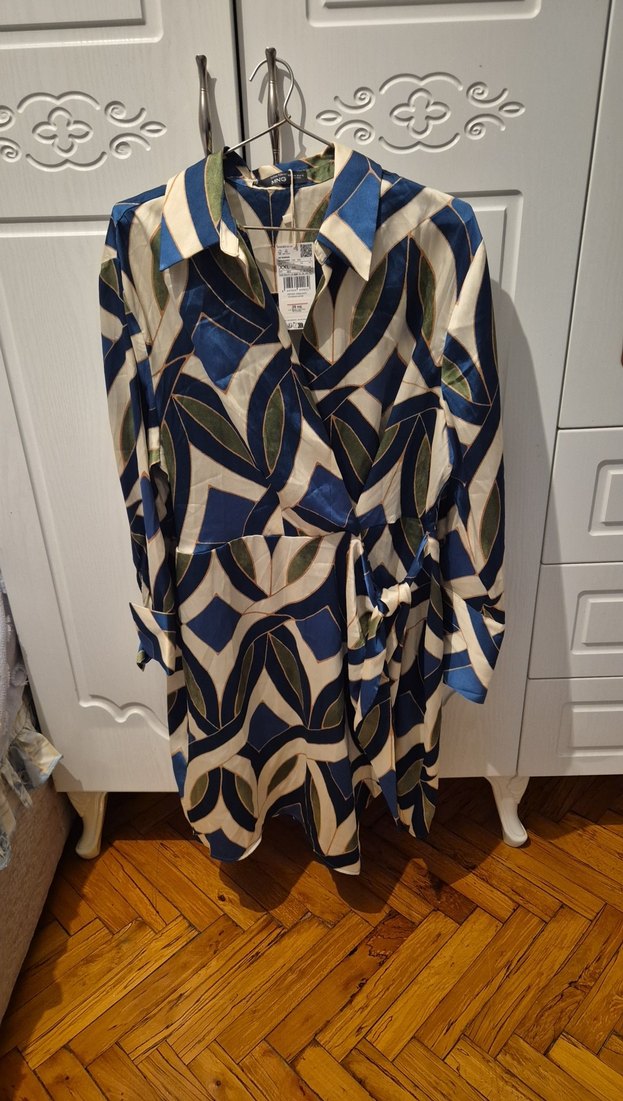 Mavi Batik Desenli elbise - Görsel 2