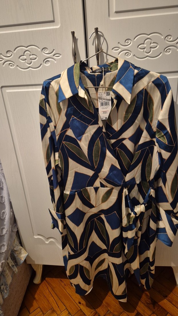 Mavi Batik Desenli elbise - Görsel 5