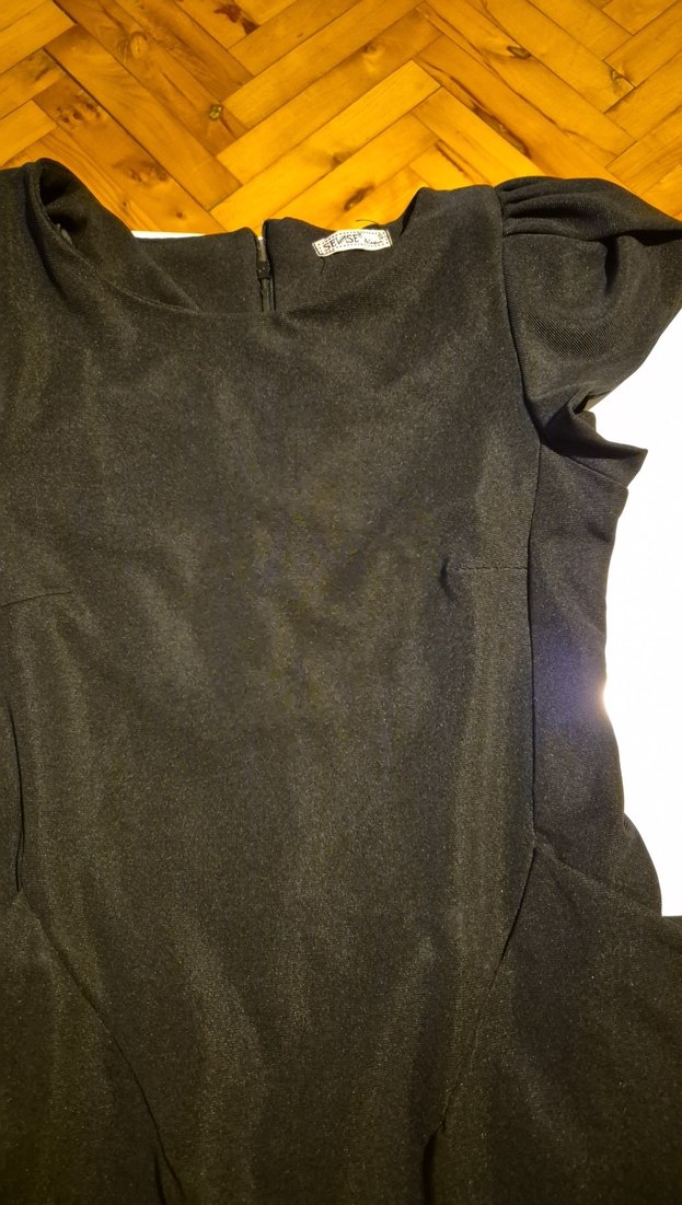 Drapeli Siyah kalem elbise - Görsel 2