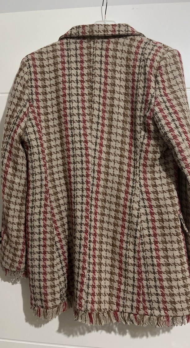 Kadın Kahverengi Ekoseli Midi Blazer - Görsel 3