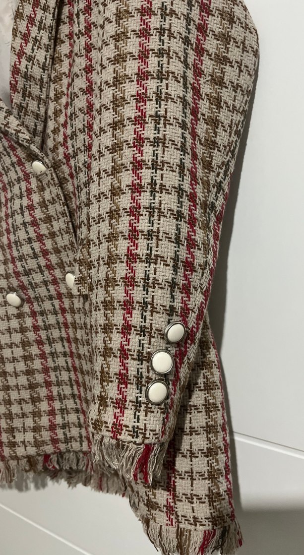 Kadın Kahverengi Ekoseli Midi Blazer - Görsel 2