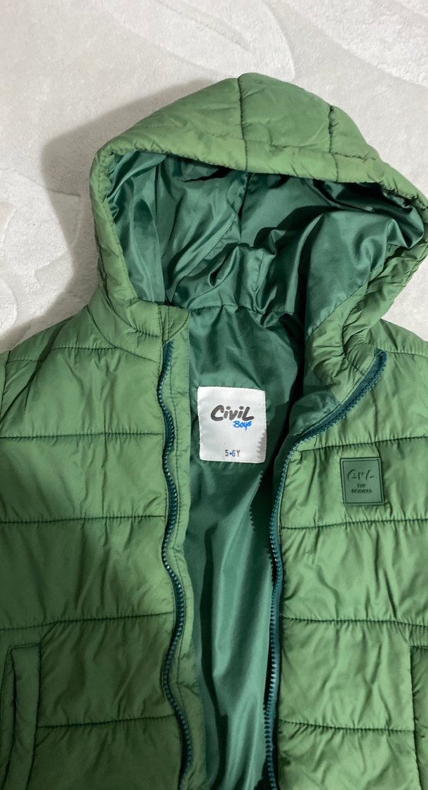 Erkek Çocuk Koyu Yeşil Fermuarlı Mont - Görsel 3