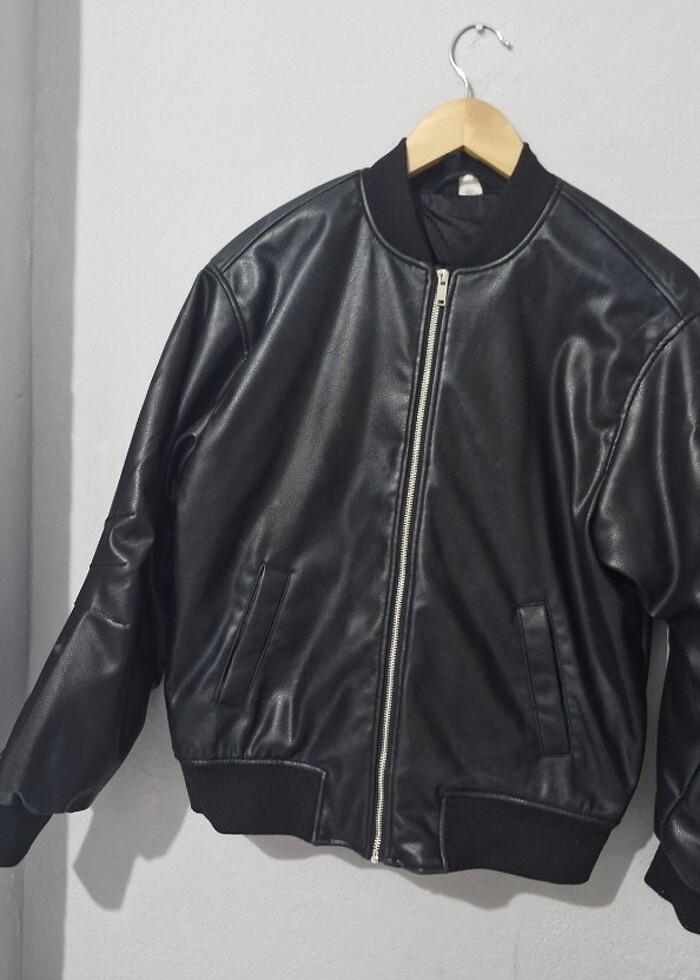 H&M oversize deri ceket - Görsel 3