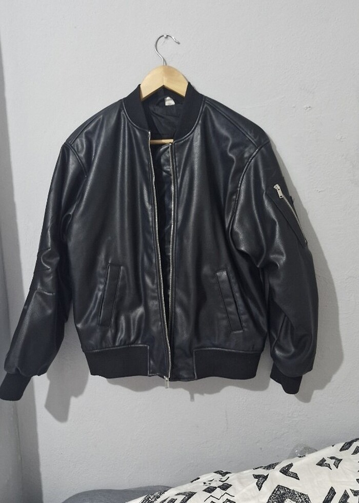 H&M oversize deri ceket - Görsel 2