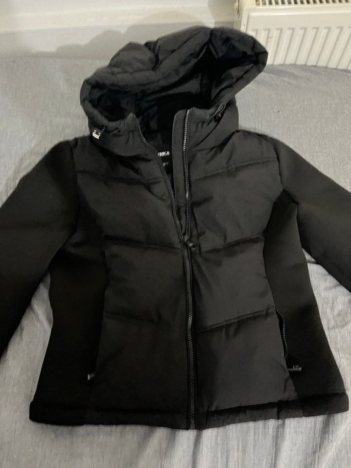 Siyah Fermuarlı Kısa Kadın Mont - Görsel 2