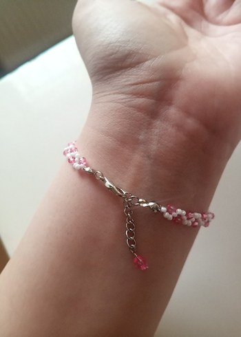 Tasarımcı Pembe Boncuklu Bohem Kadın Bileklik