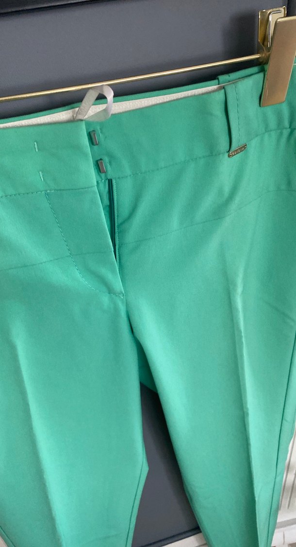 Yeşil Midi Kumaş Kadın Pantolon - Görsel 4