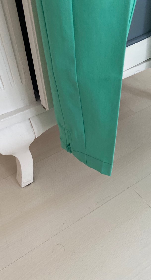 Yeşil Midi Kumaş Kadın Pantolon - Görsel 3