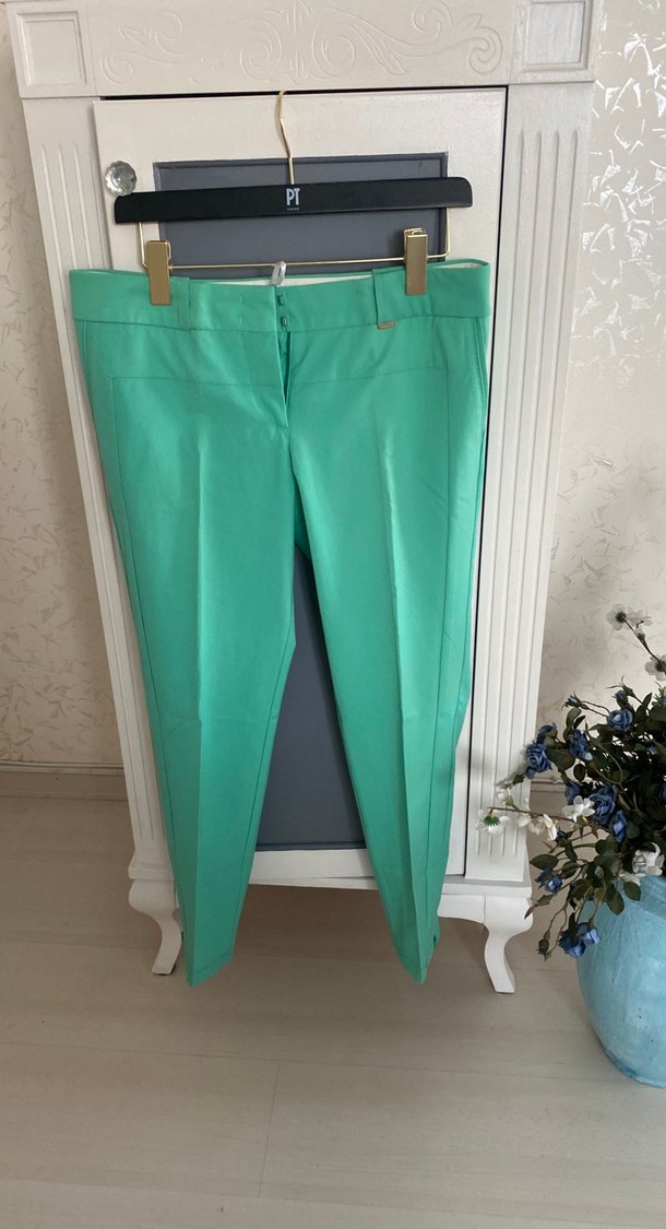 Yeşil Midi Kumaş Kadın Pantolon - Görsel 2