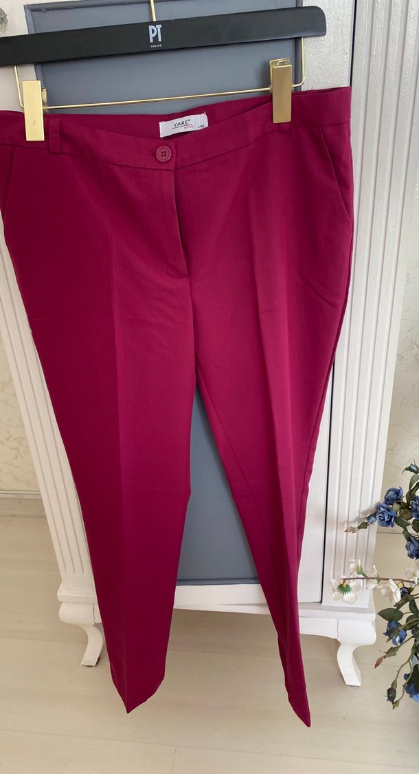 Bordo Midi Kadın Kumaş Pantolon - Görsel 2