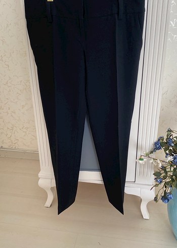 Siyah Kemerli Kadın Kumaş Pantolon - Görsel 4