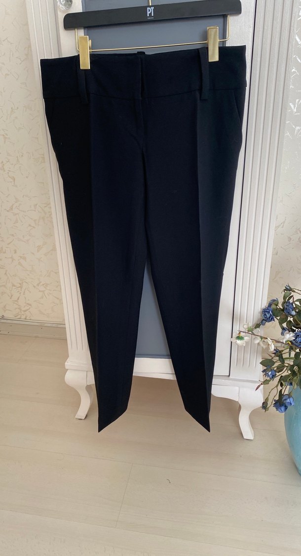 Siyah Kemerli Kadın Kumaş Pantolon - Görsel 4