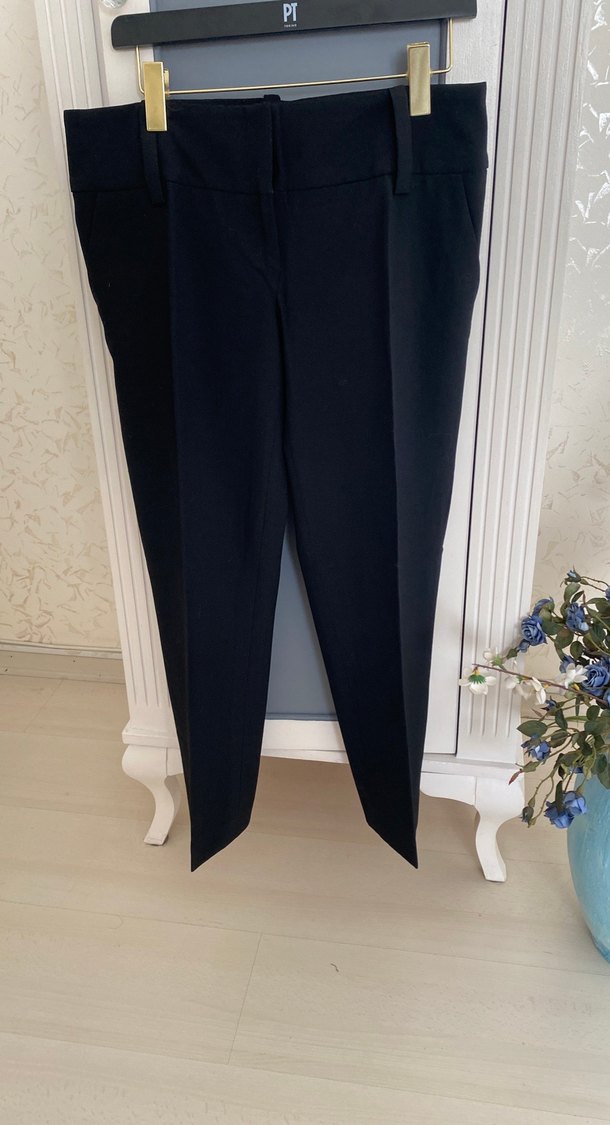 Siyah Kemerli Kadın Kumaş Pantolon - Görsel 5