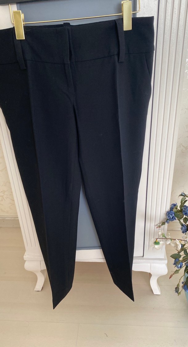 Siyah Kemerli Kadın Kumaş Pantolon - Görsel 2