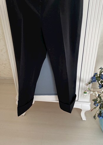 Deri Görünümlü Siyah Midi Kumaş Pantolon - Görsel 5