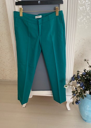 Kadın Yeşil Kumaş Kemerli Pantolon - Görsel 5