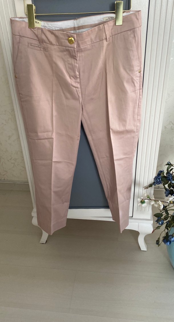 Bej Midi Kadın Kumaş Pantolon - Görsel 4