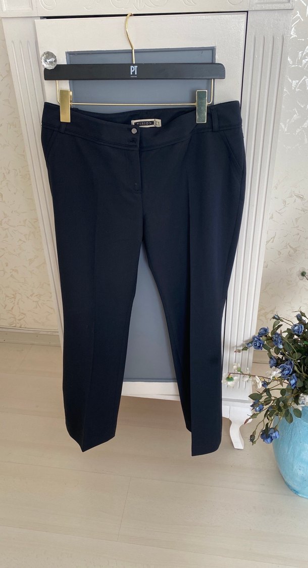 Lacivert Kadın Kumaş Pantolon - Kemerli, Ofis Şıklığı - Görsel 5