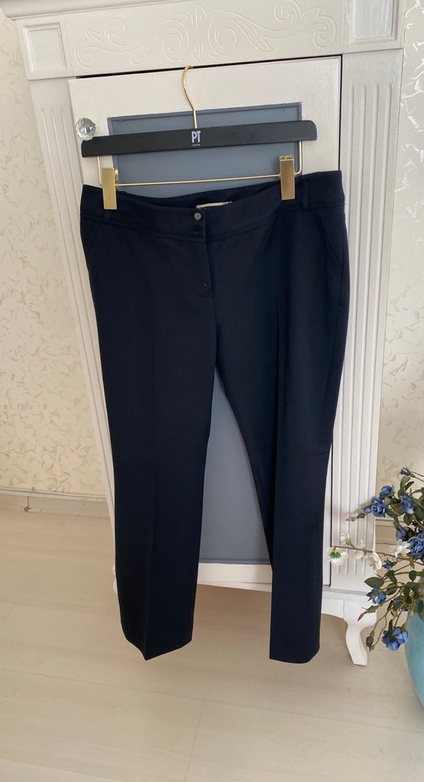Lacivert Kadın Kumaş Pantolon - Kemerli, Ofis Şıklığı - Görsel 3