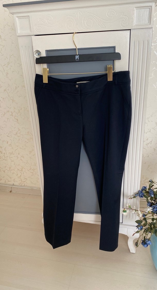 Lacivert Kadın Kumaş Pantolon - Kemerli, Ofis Şıklığı - Görsel 2
