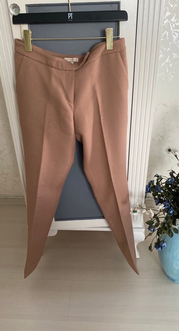 Bej Midi Kadın Kumaş Pantolon - Görsel 5