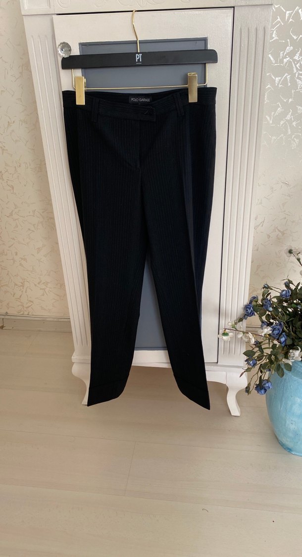 Polo Garage Siyah Çizgili Kumaş Pantolon - Görsel 5