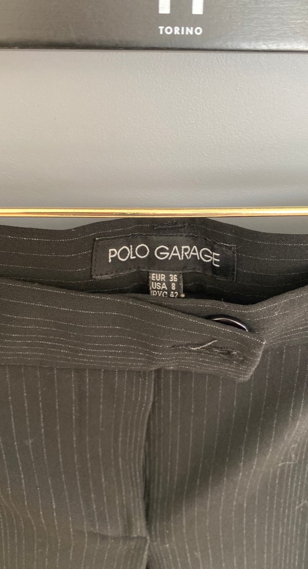 Polo Garage Siyah Çizgili Kumaş Pantolon - Görsel 4