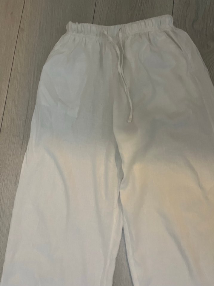 Kadın Beyaz Keten Salaş Pantolon - Görsel 2