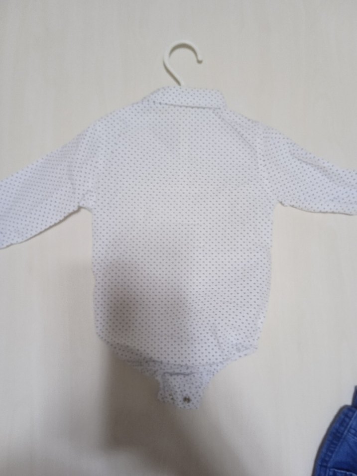 Erkek Bebek Beyaz Gömlek ve Kot Pantolon Takımı - Görsel 2