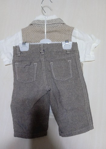 Erkek Bebek Bej Yelekli 3'lü Takım - Görsel 2