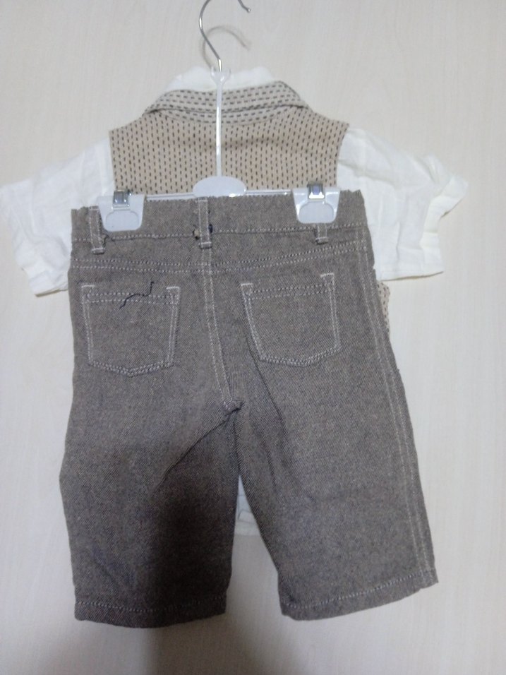 Erkek Bebek Bej Yelekli 3'lü Takım - Görsel 2