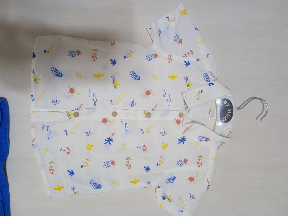 Renkli Baskılı Yaka Detaylı Erkek Bebek Takım - Görsel 2