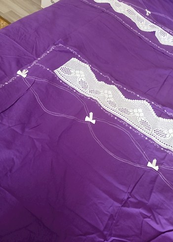 Mor Dantel İşlemeli Nevresim Takımı - Görsel 5