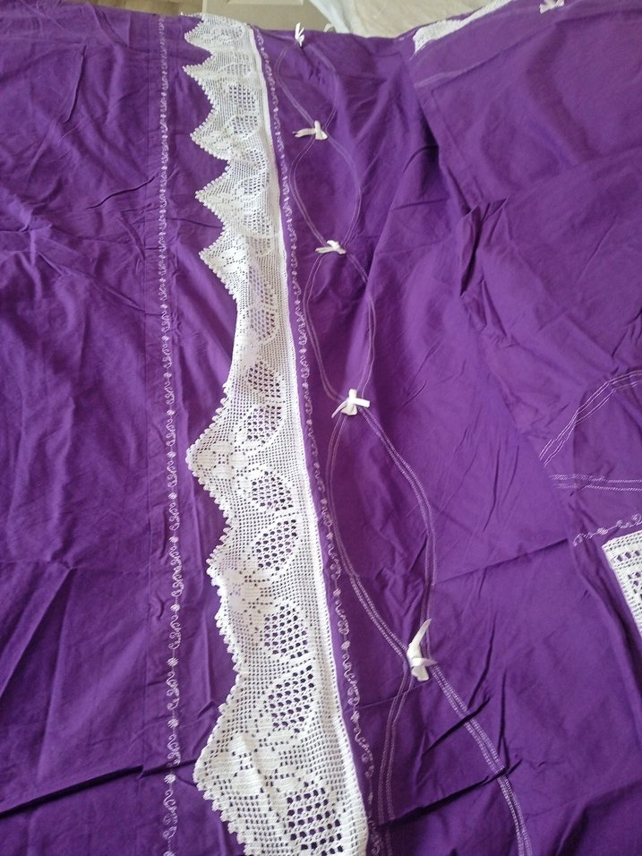 Mor Dantel İşlemeli Nevresim Takımı - Görsel 3