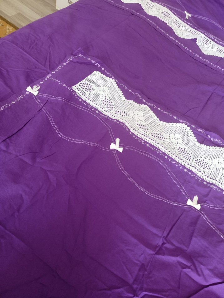 Mor Dantel İşlemeli Nevresim Takımı - Görsel 5