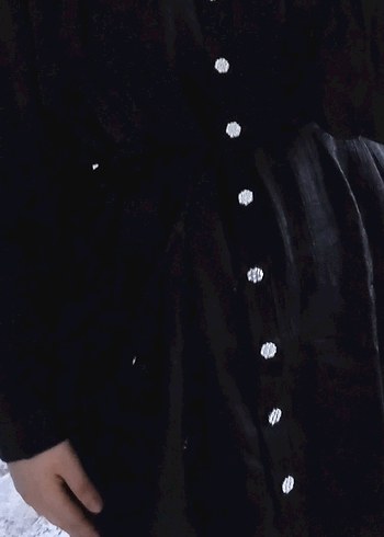 Düğmeli Siyah Kadın Uzun Tesettür Alt Üst Takım - Görsel 6