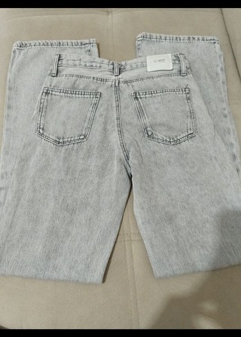 32 Beden gri Renk Gri Regular Fit Midi Denim Kadın Jean