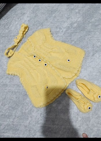Sarı Örgü Çocuk Süveter Takımı - Görsel 2