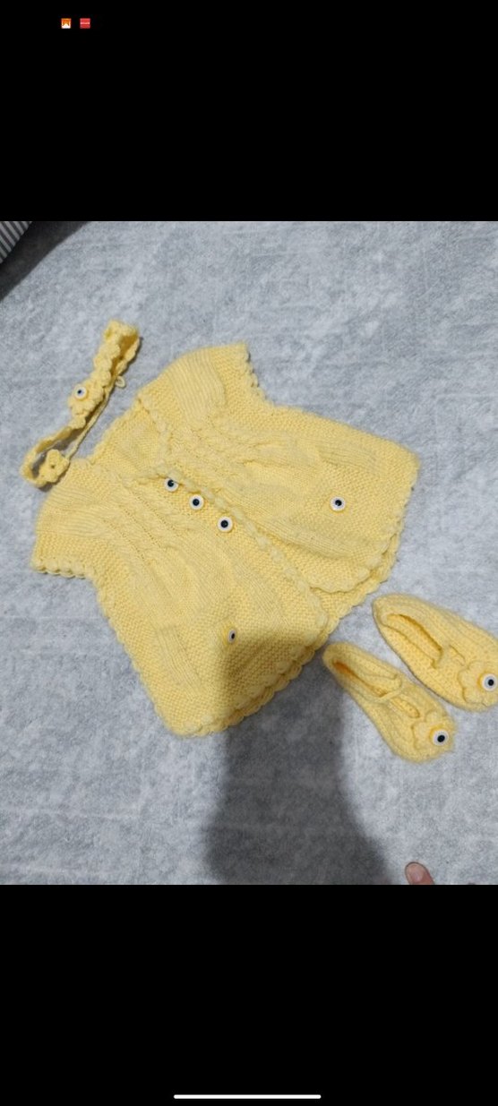 Sarı Örgü Çocuk Süveter Takımı - Görsel 2