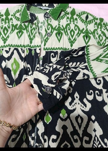 Kadın Çok Renkli Bohem Düğmeli Gömlek - Görsel 2