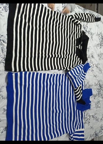 Renkli Çizgili Kadın Triko Kazak - Görsel 2